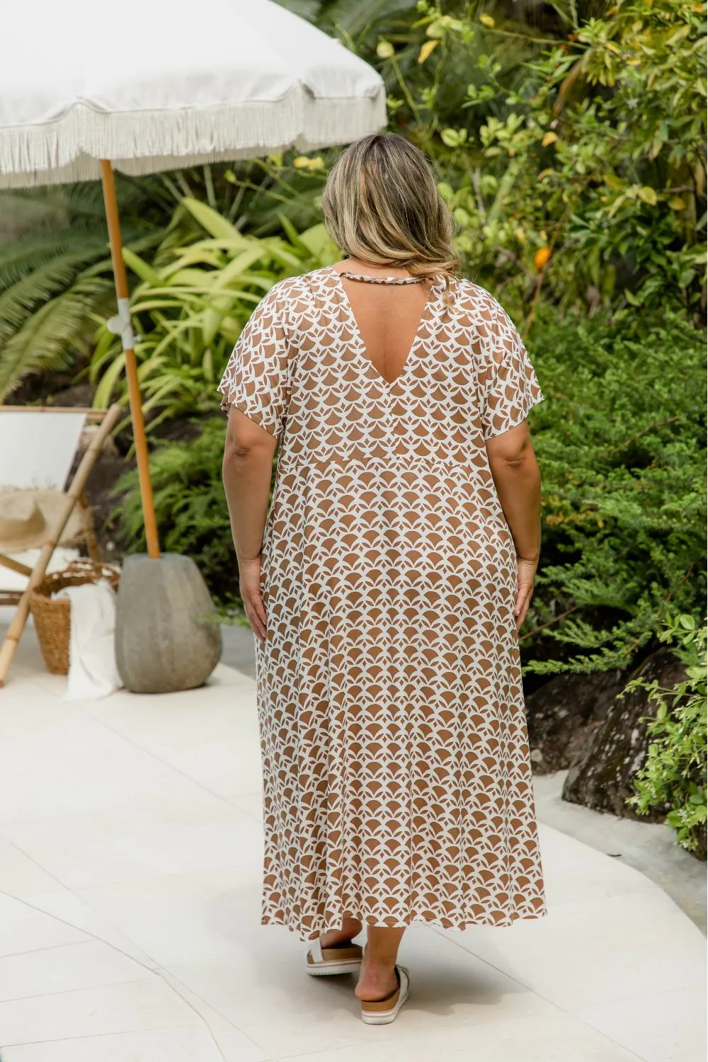 Maxi Summer Dress - Mocha Geo