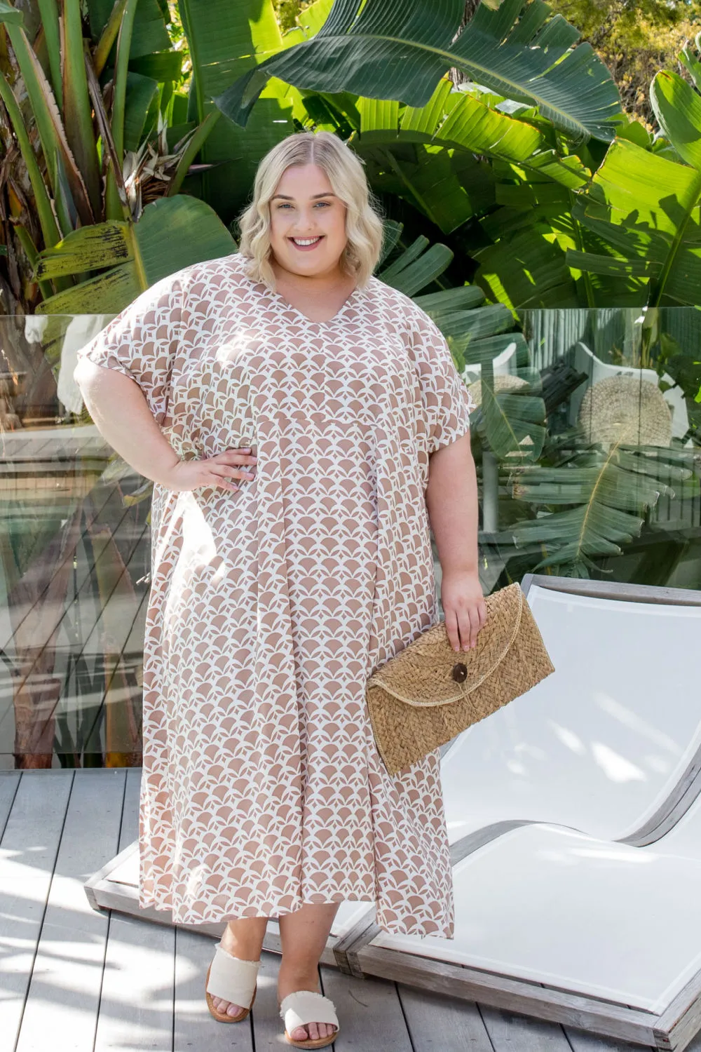 Maxi Summer Dress - Mocha Geo