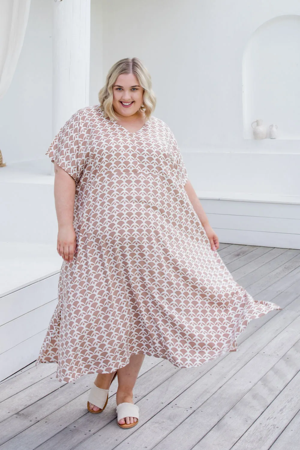 Maxi Summer Dress - Mocha Geo