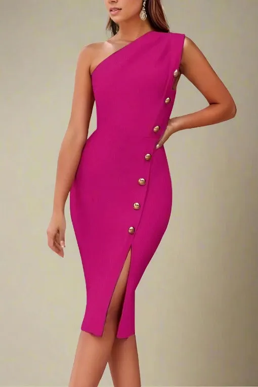 Mel Bodycon Midi Dress - Magenta Pink