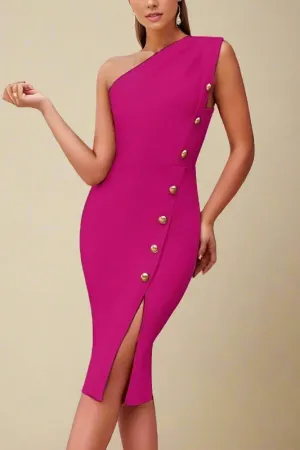 Mel Bodycon Midi Dress - Magenta Pink