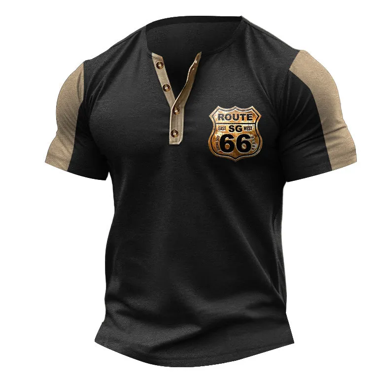 MEN'S CASUAL T-SHIRT HENRY ROUTE 66 OUTDOOR SHORT SLEEVED POLO