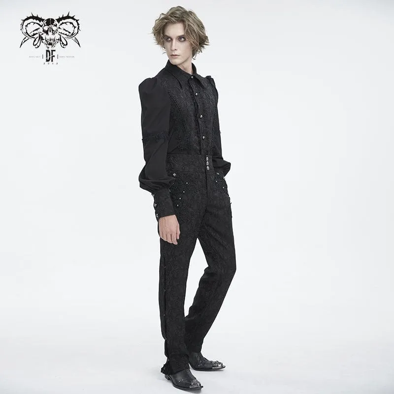 Men's Gothic Floral Embroidered Jacquard Pants