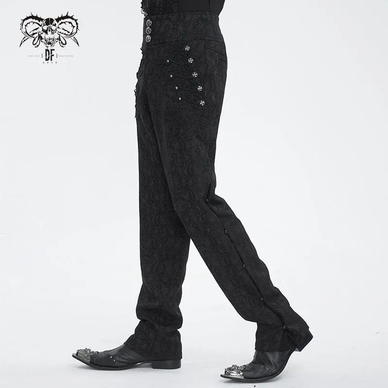 Men's Gothic Floral Embroidered Jacquard Pants