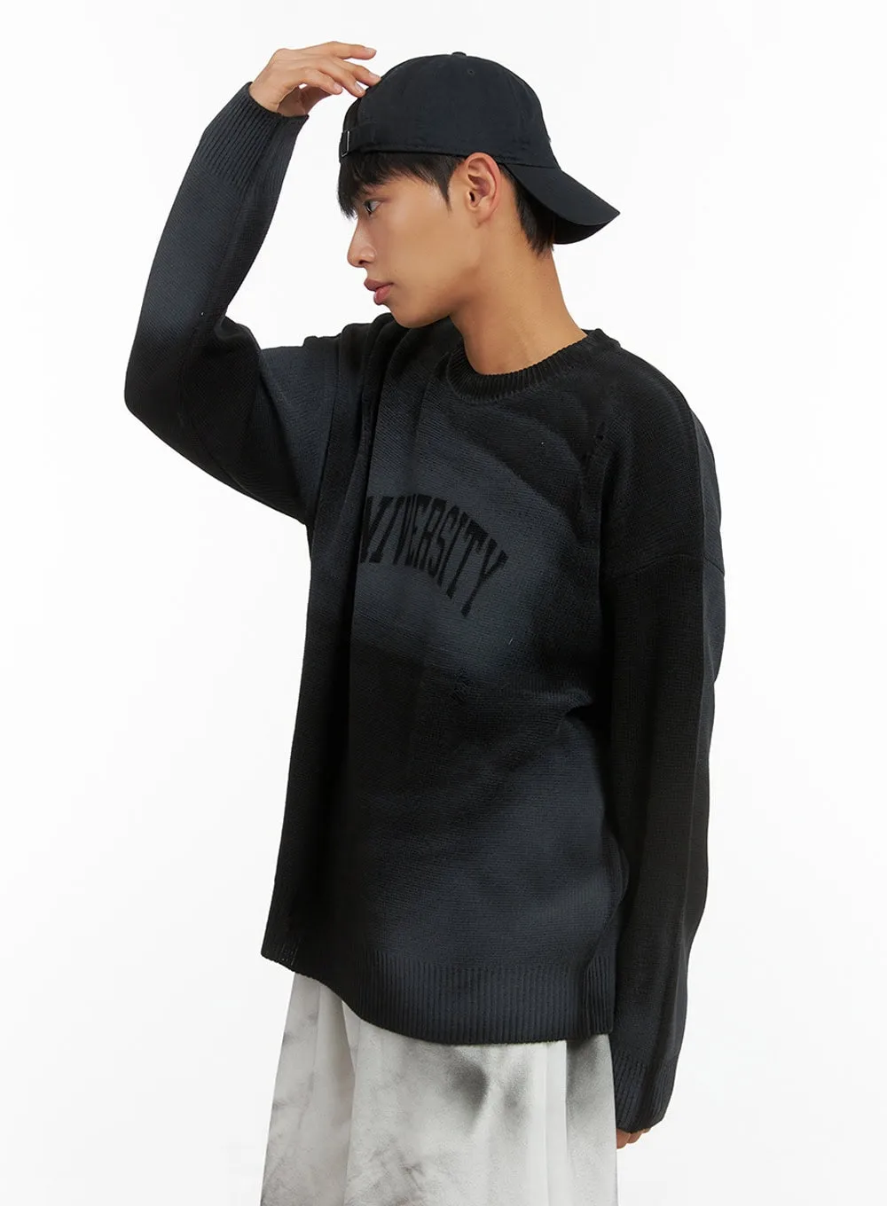 Men's Knit Lettering Sweater IS419