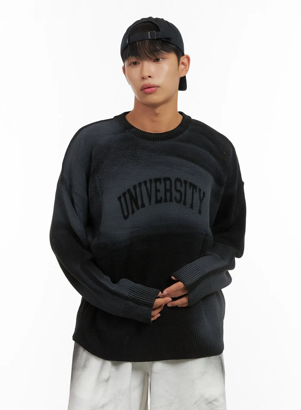 Men's Knit Lettering Sweater IS419