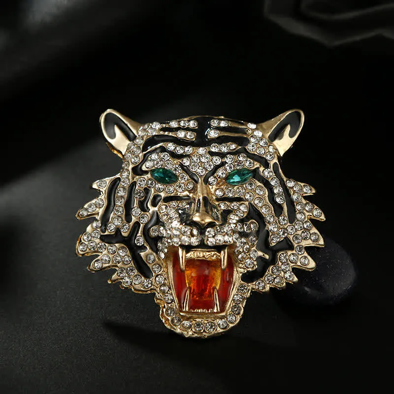 Men's Retro Tiger Head Brooch