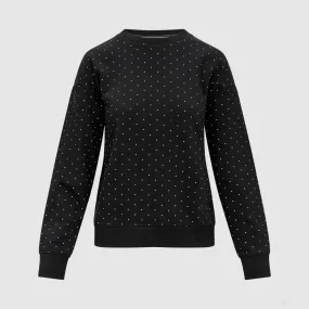 Mercedes Womens Polka Dot Crew Sweatshirt, Black