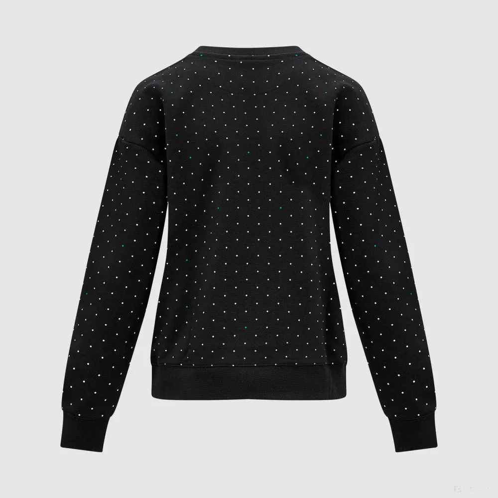 Mercedes Womens Polka Dot Crew Sweatshirt, Black