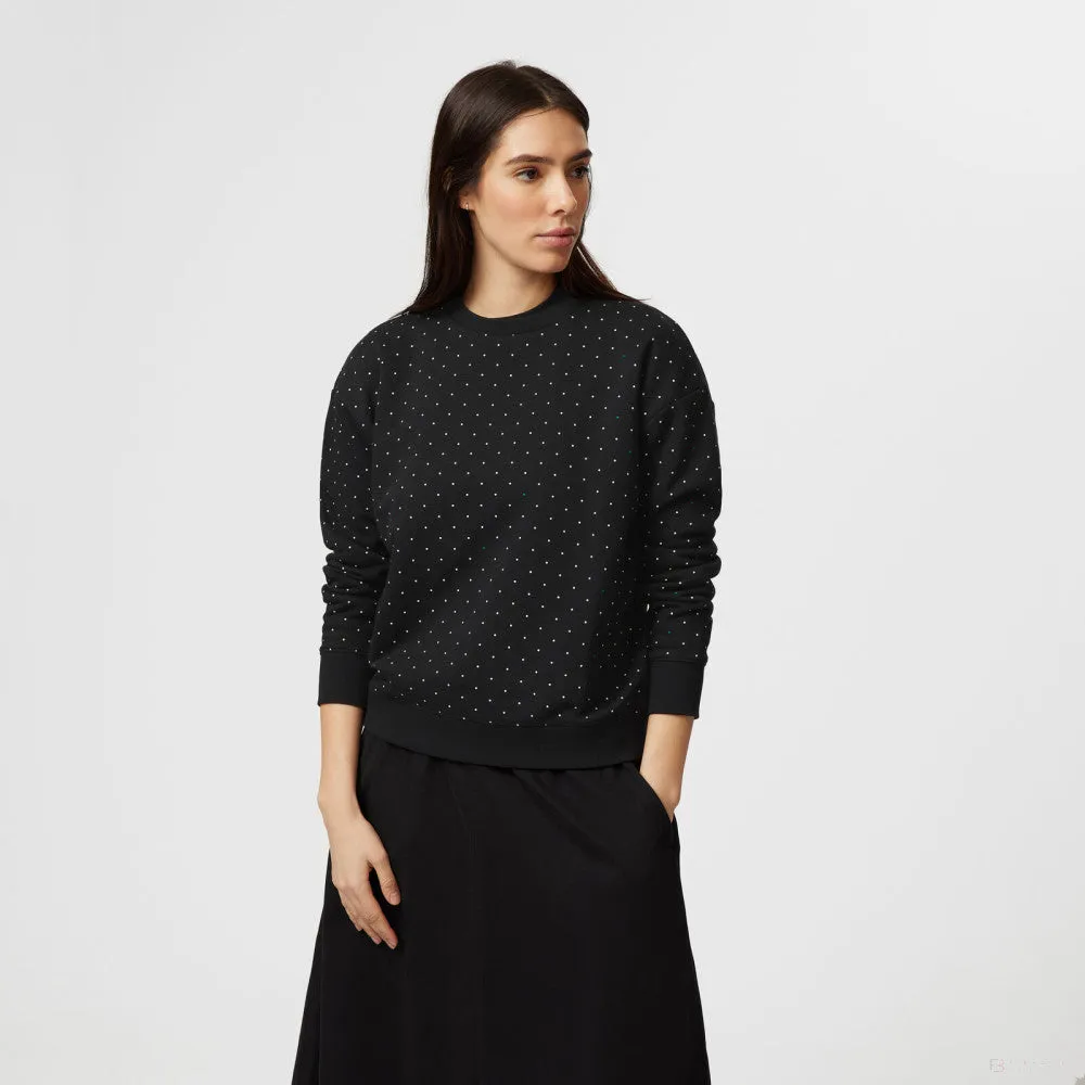 Mercedes Womens Polka Dot Crew Sweatshirt, Black