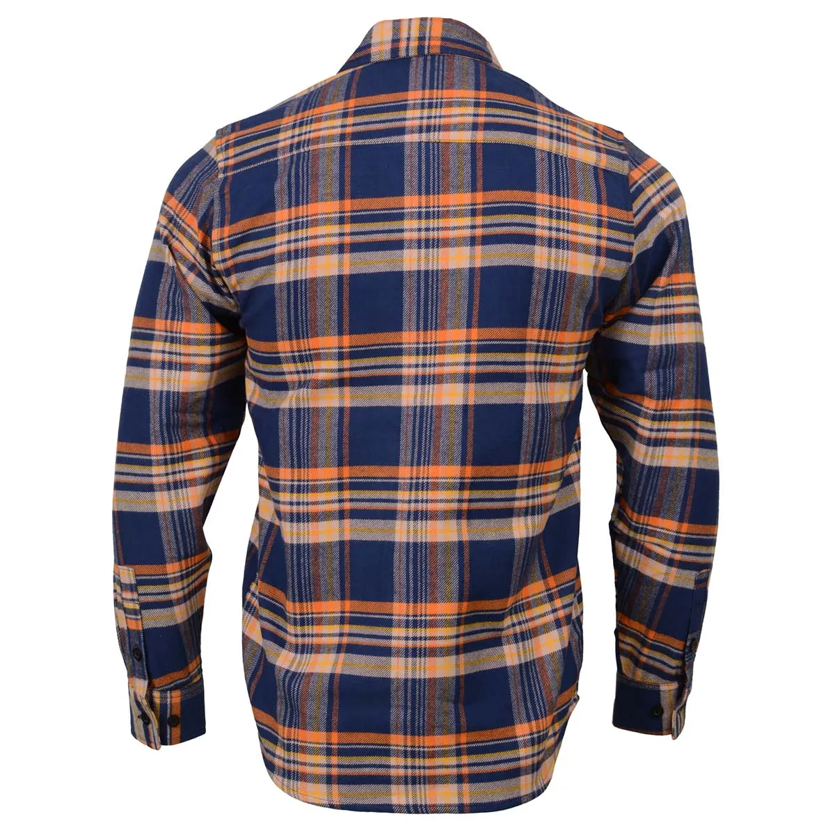 Milwaukee Leather MNG11700 | Men's 'The Wolfman' Blue/Orange Long Sleeve 10.5-Oz Heavy-Duty Cotton Flannel Shirt