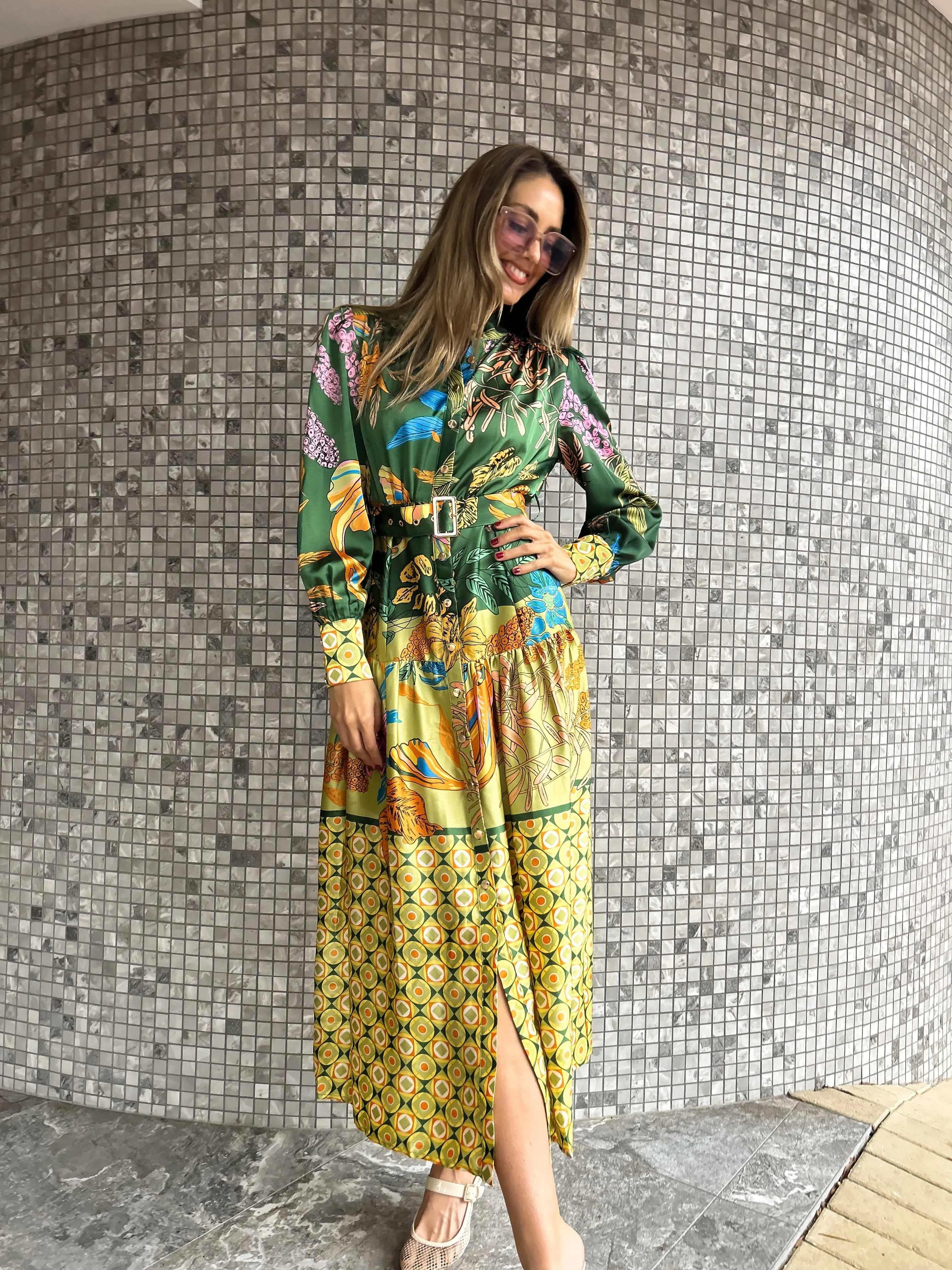 MYKA Belted Maxi Dress - Print