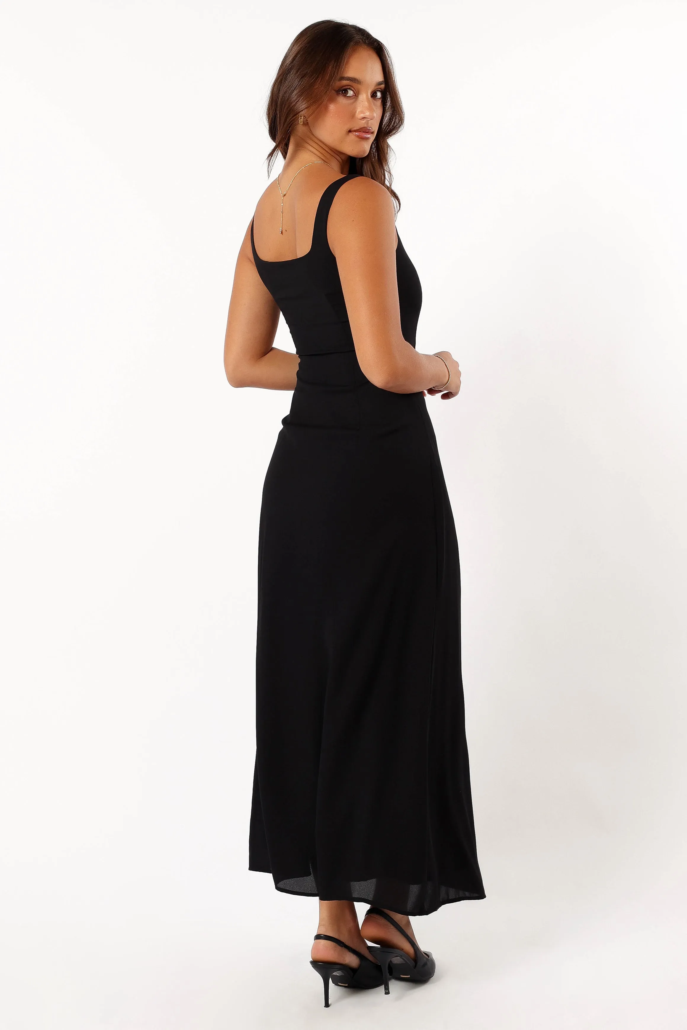 Nadea Faux Wrap Maxi Dress - Black