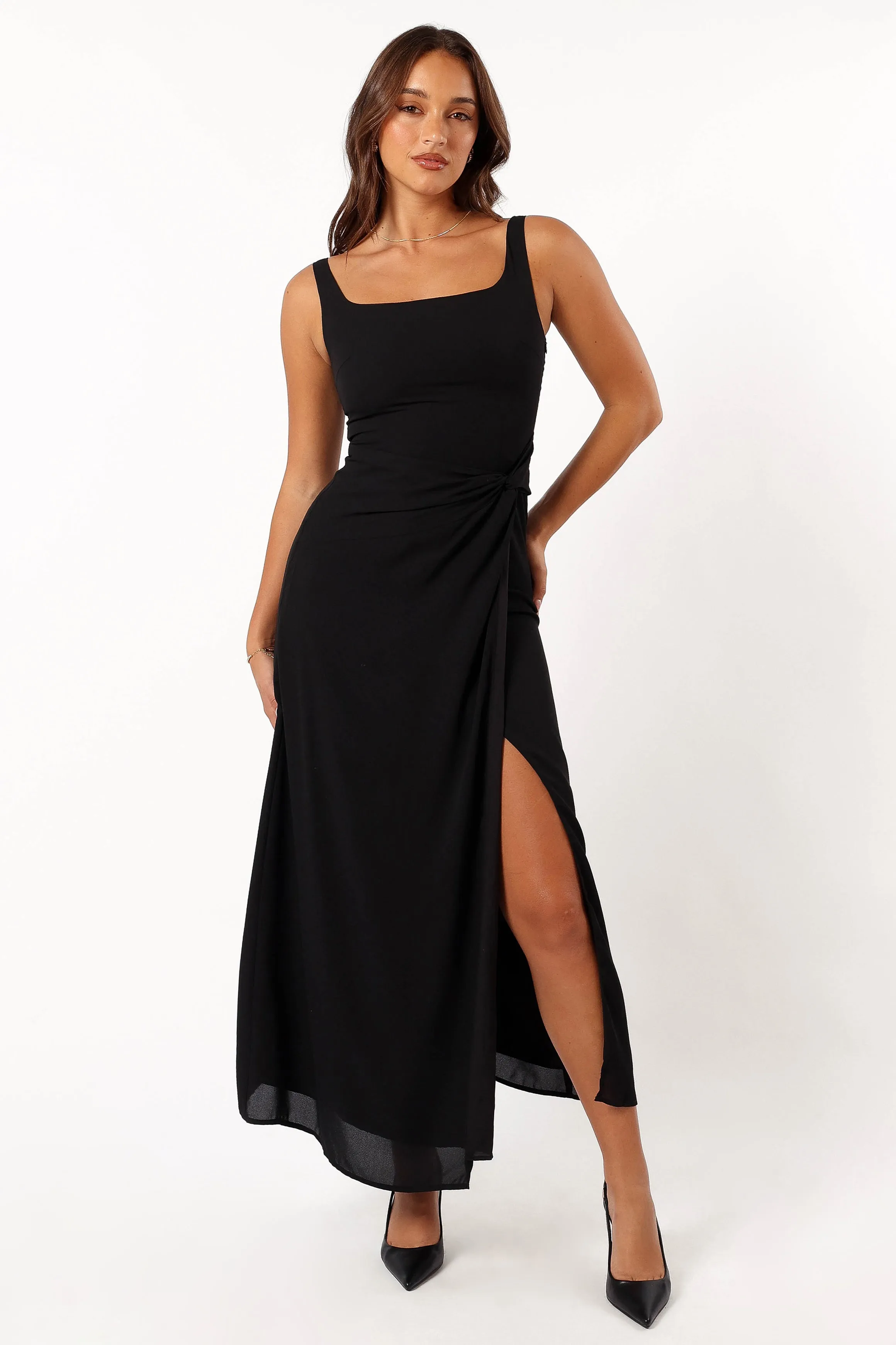 Nadea Faux Wrap Maxi Dress - Black