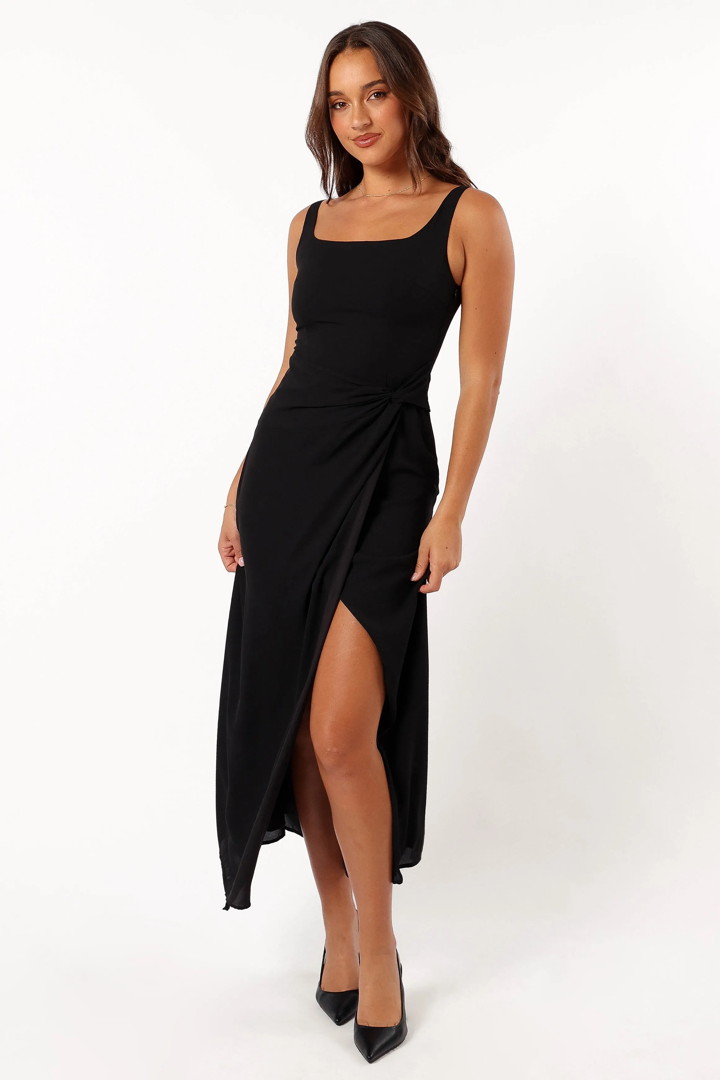 Nadea Faux Wrap Maxi Dress - Black