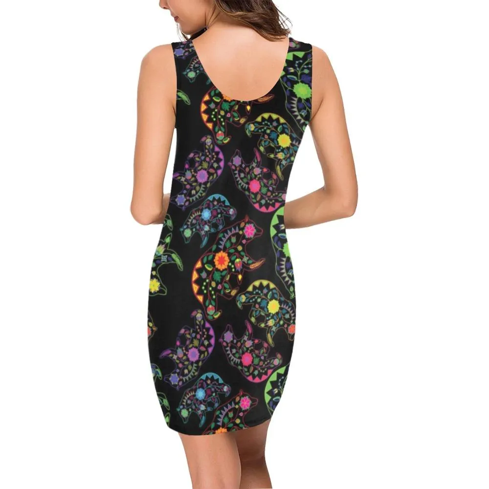 Neon Floral Bears Medea Vest Dress