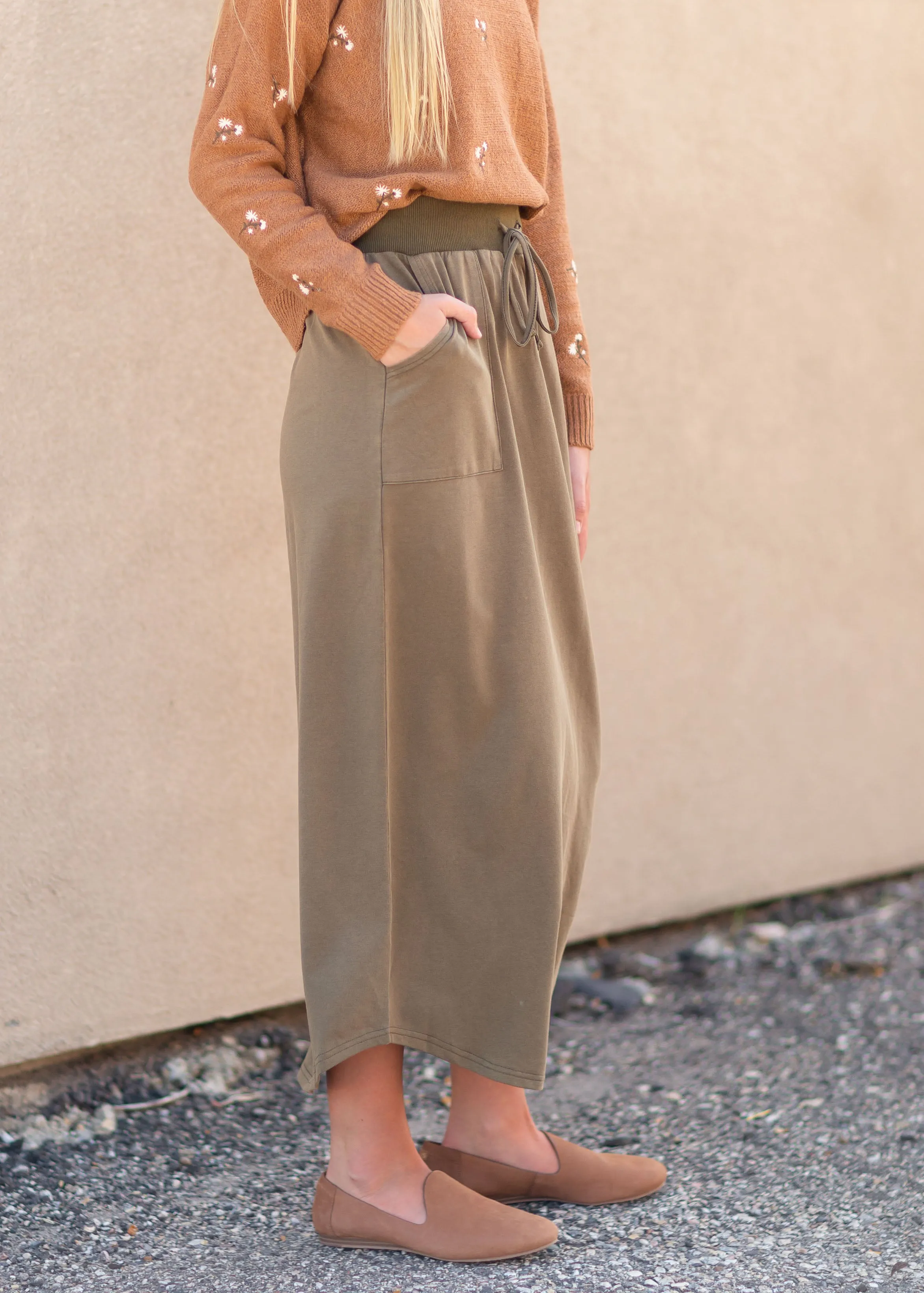 Olive Square Pocket Maxi Skirt - FINAL SALE