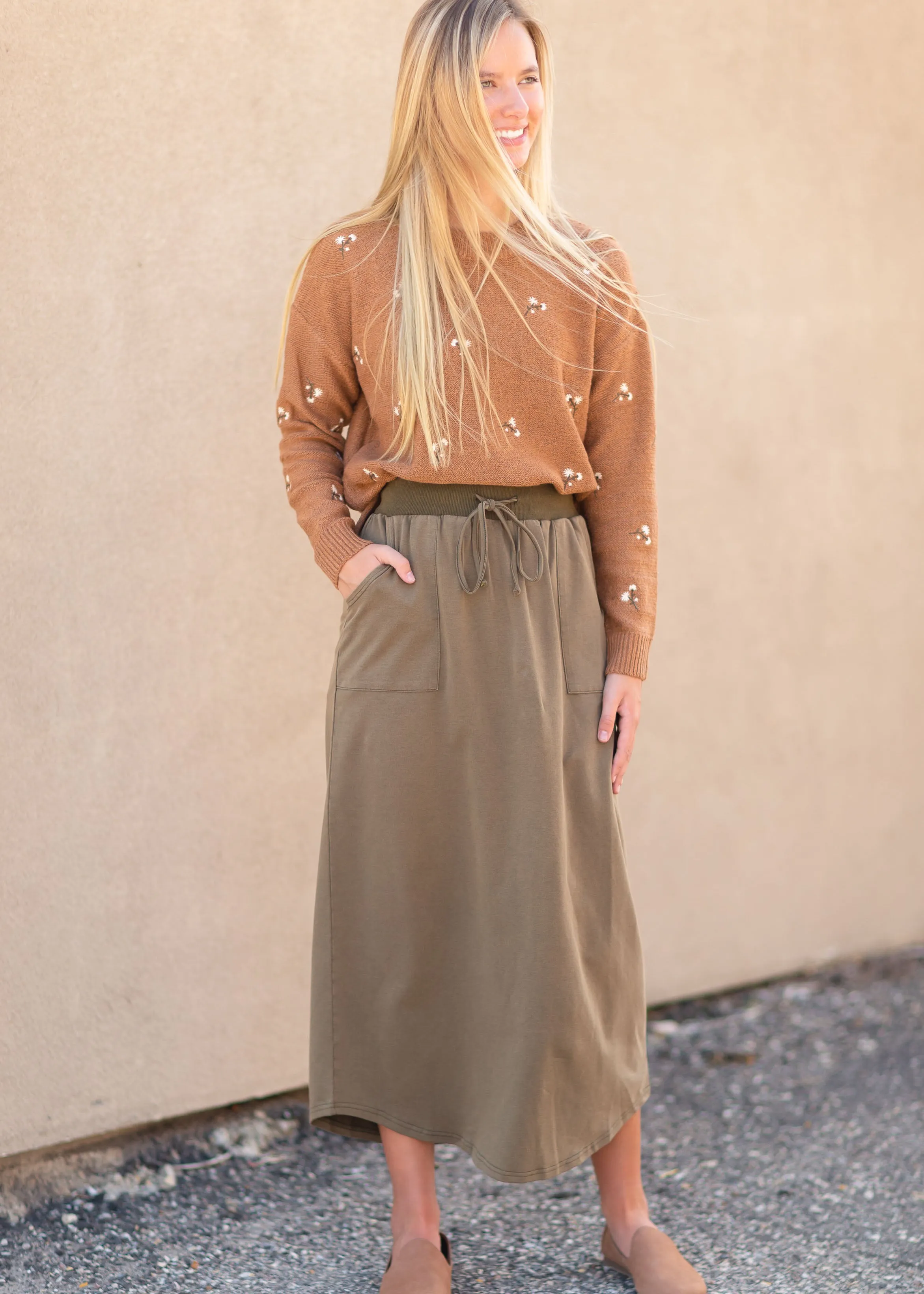 Olive Square Pocket Maxi Skirt - FINAL SALE