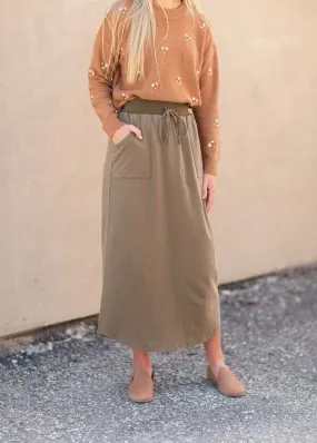 Olive Square Pocket Maxi Skirt - FINAL SALE