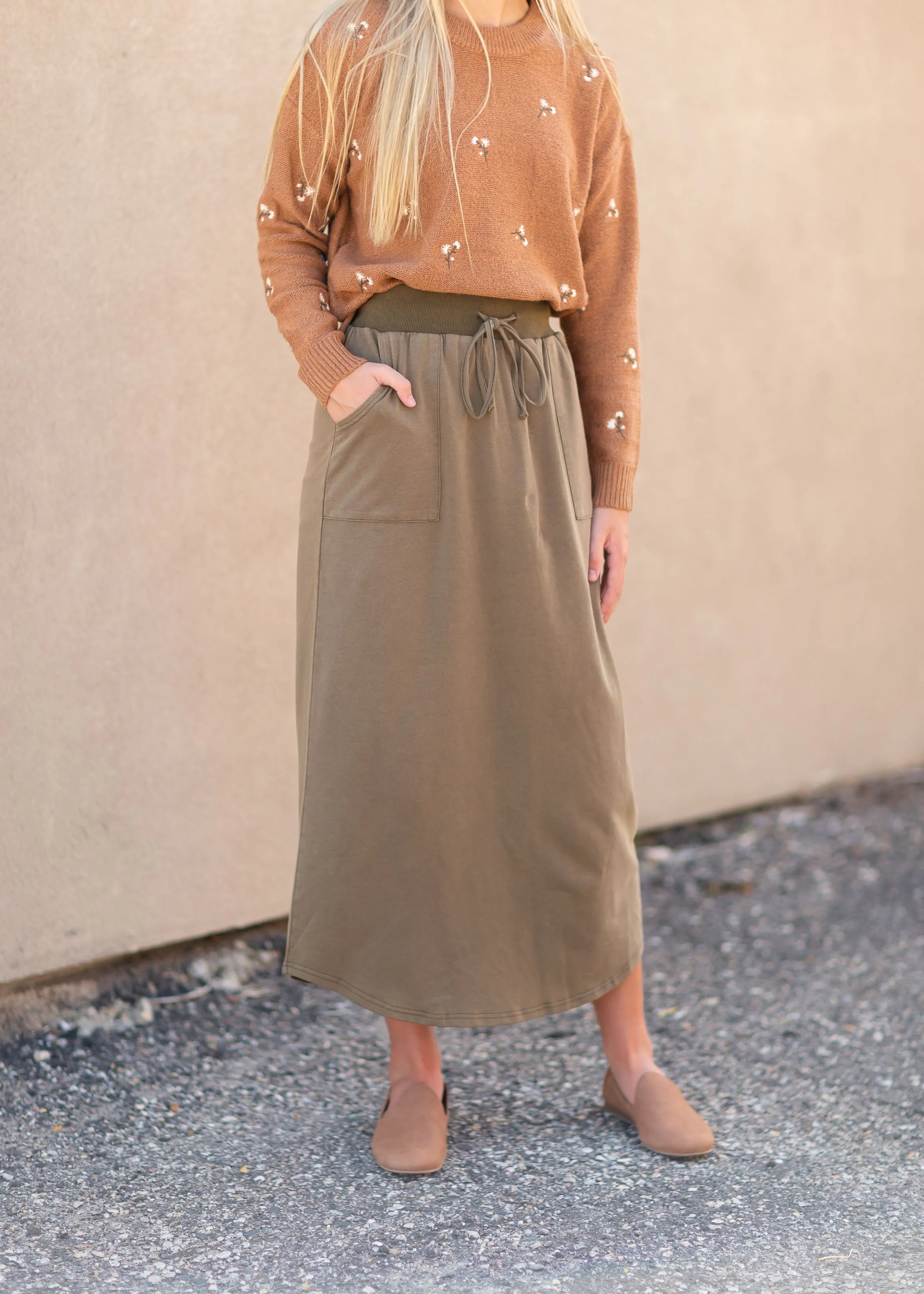 Olive Square Pocket Maxi Skirt - FINAL SALE