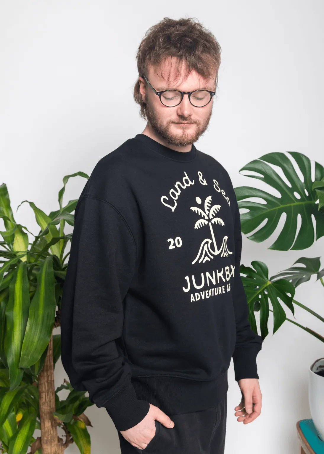 Palm Black Oversized Organic Sweatshirt