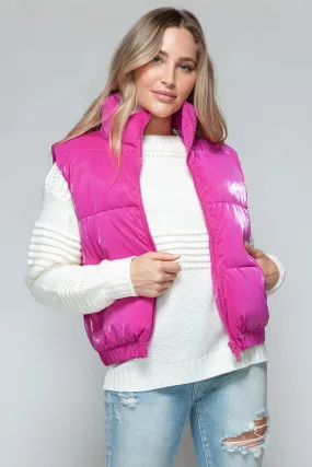 Pink Puffy Jacket New Women's Fall and Winter Fashion Fine Fur Lining Quilted Vest