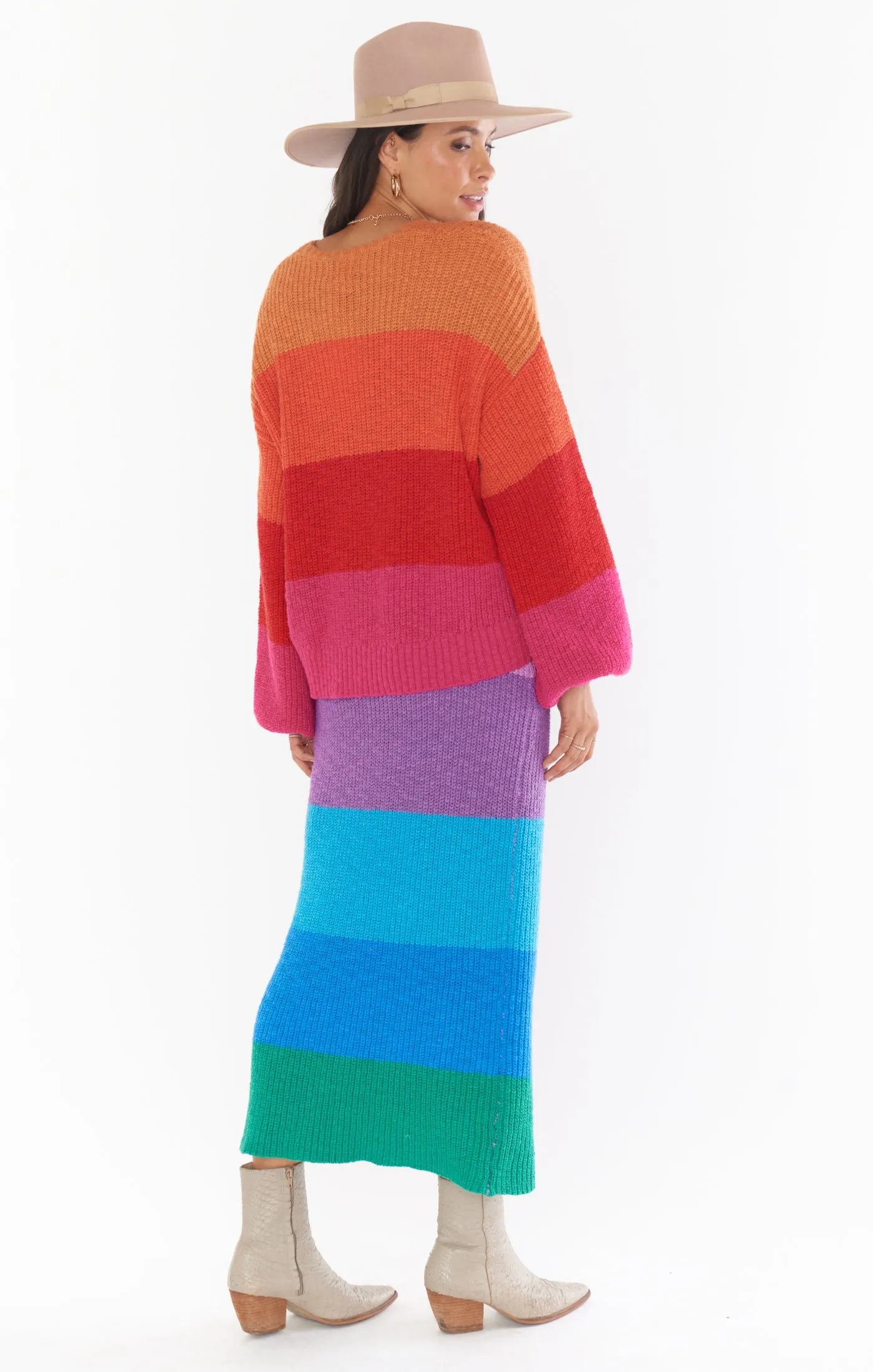 Pippa Sweater Skirt ~ Sunset Stripe Knit