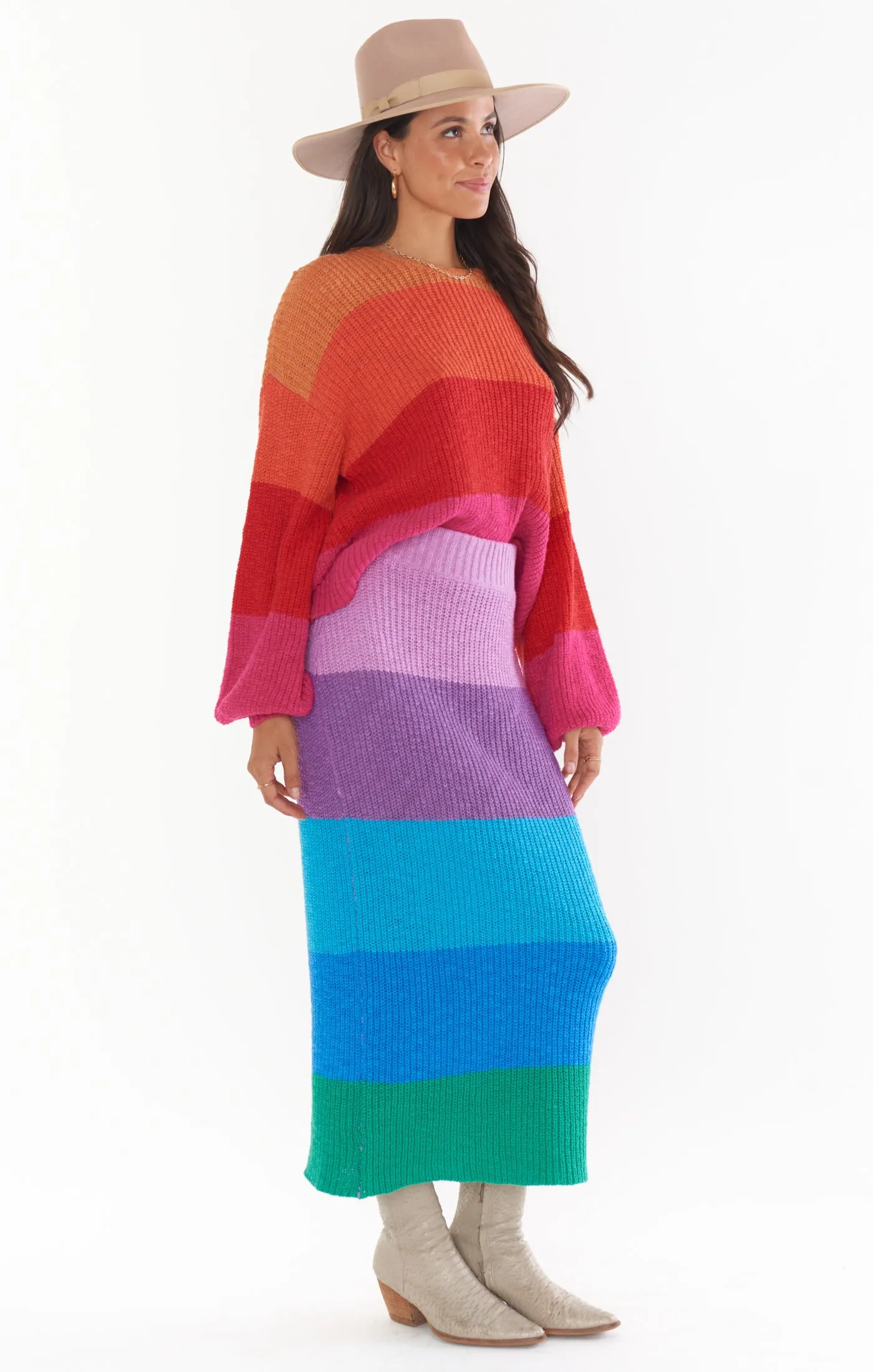 Pippa Sweater Skirt ~ Sunset Stripe Knit