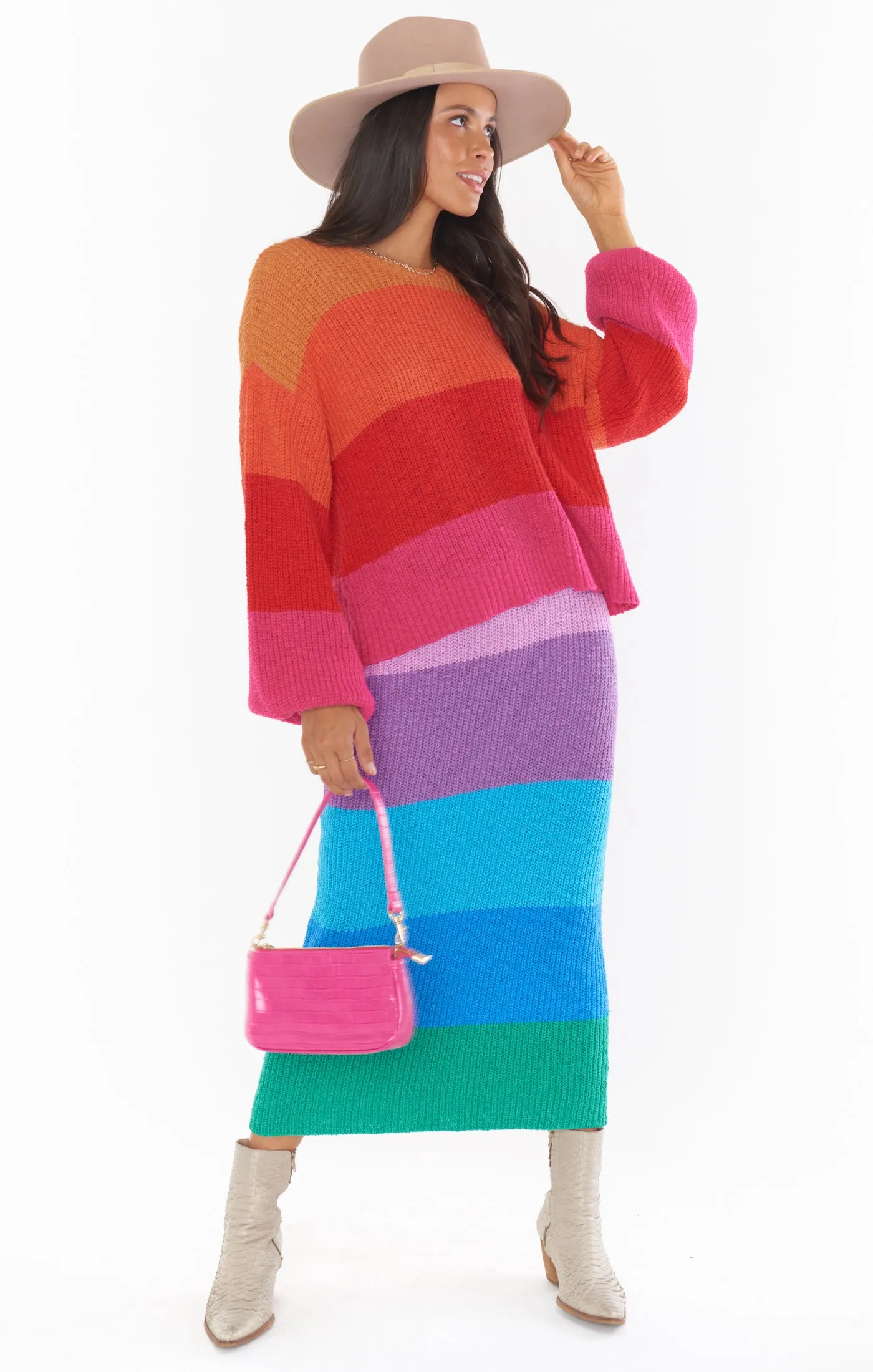 Pippa Sweater Skirt ~ Sunset Stripe Knit