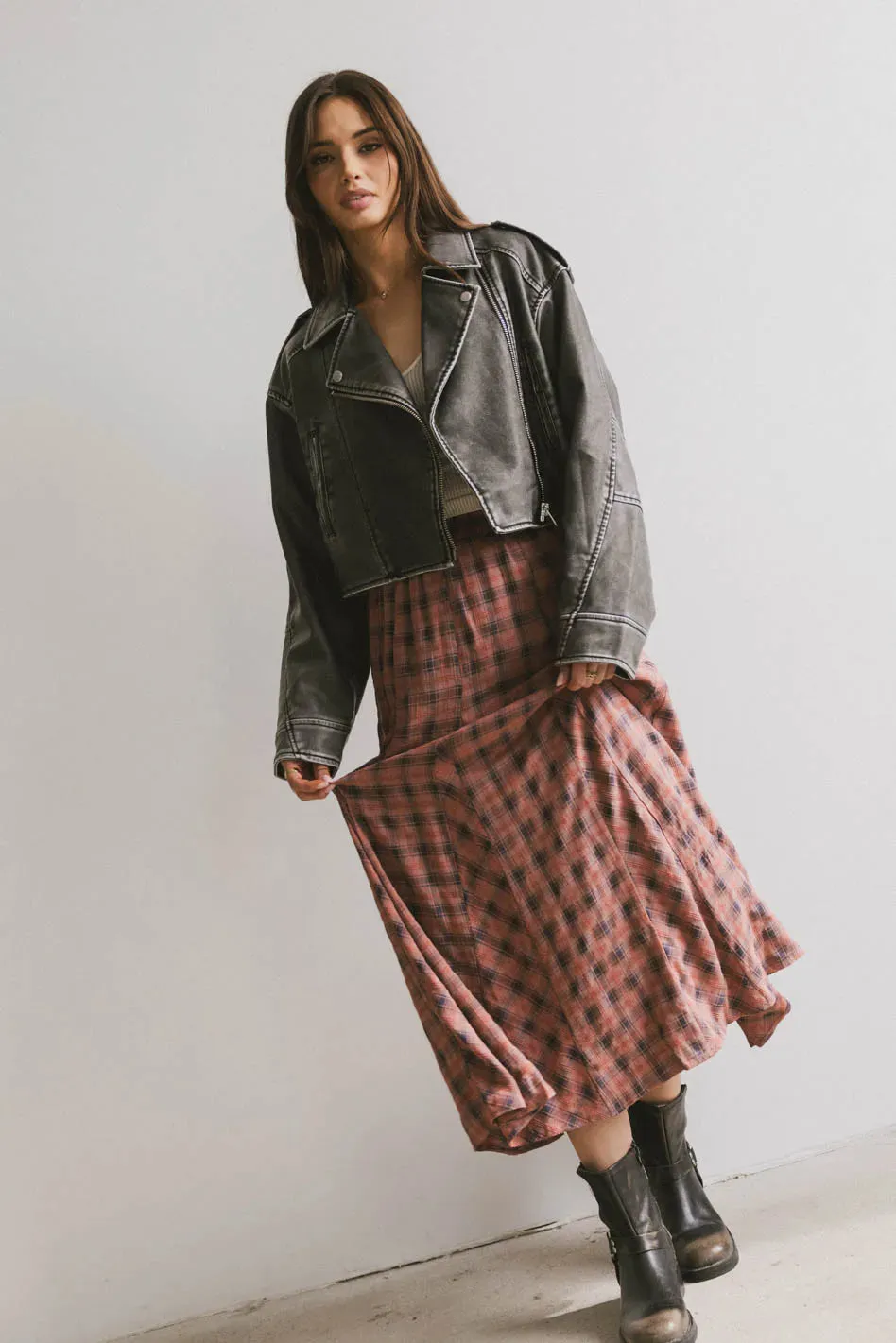 Pippin Plaid Maxi Skirt in Red