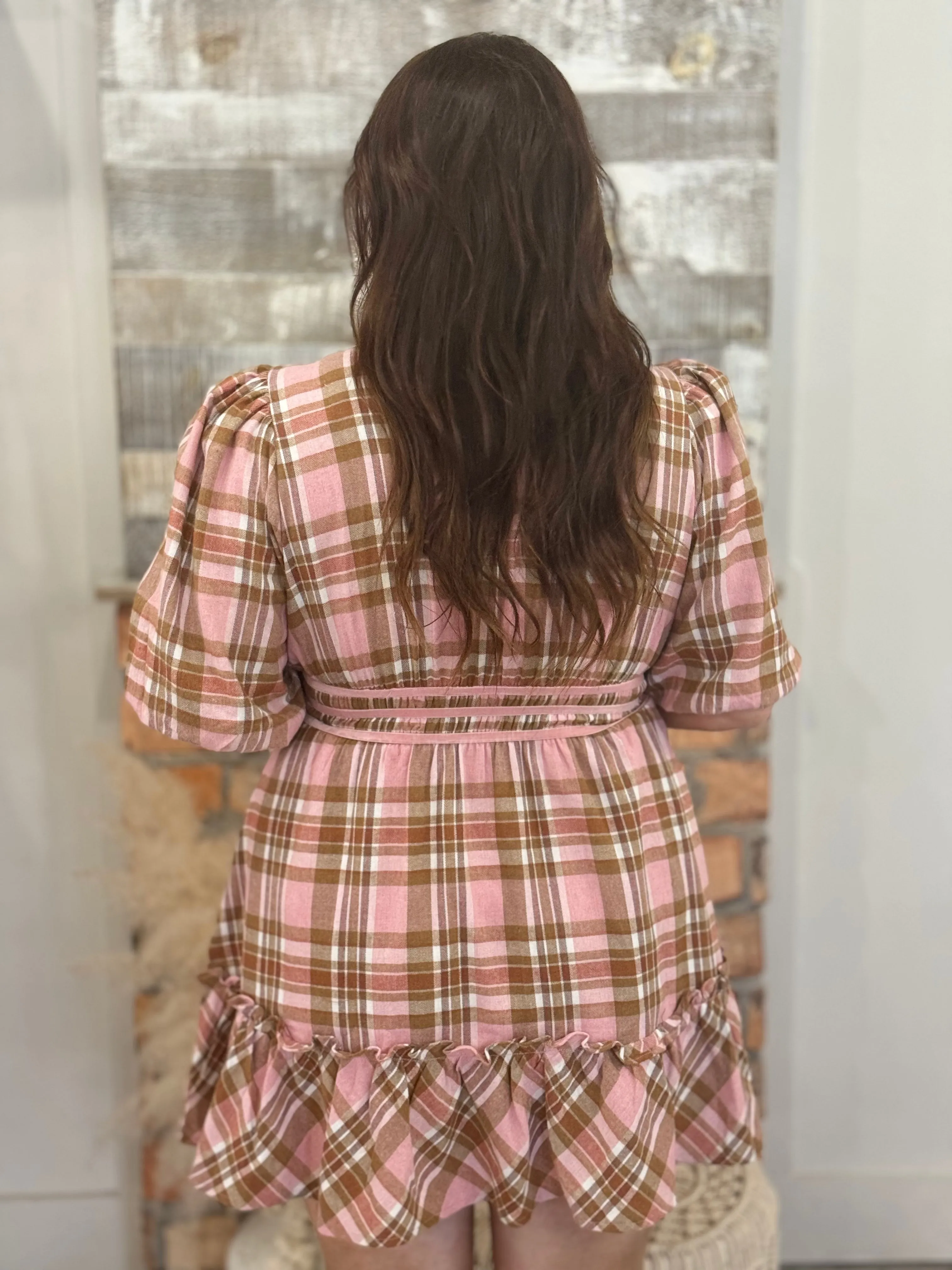 Plaid Ruffle Hem Dress