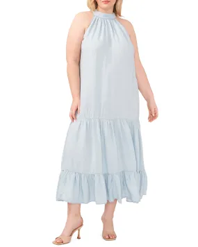 Plus-Size Tiered Halter Maxi Dress