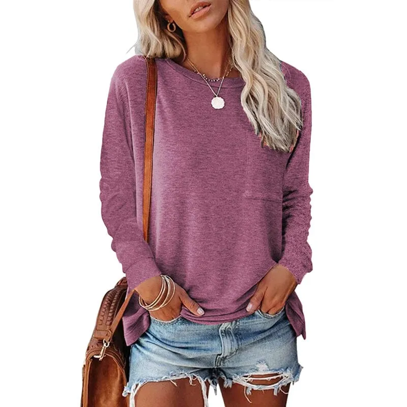 Pocket Slit Long Sleeve T-Shirt