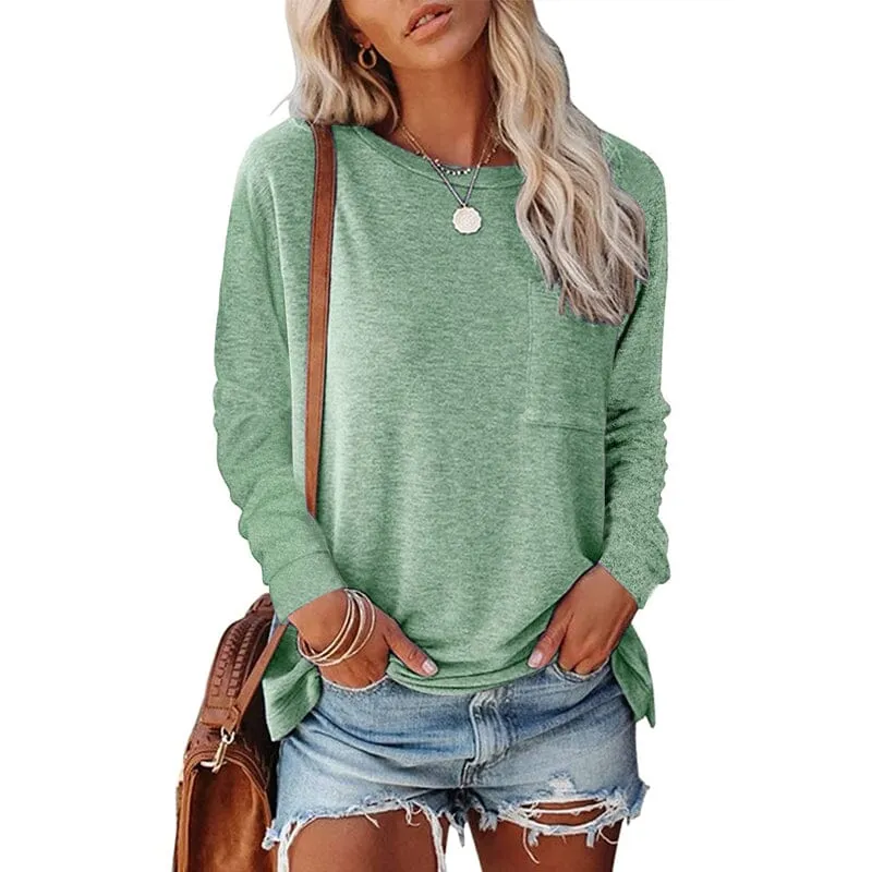 Pocket Slit Long Sleeve T-Shirt