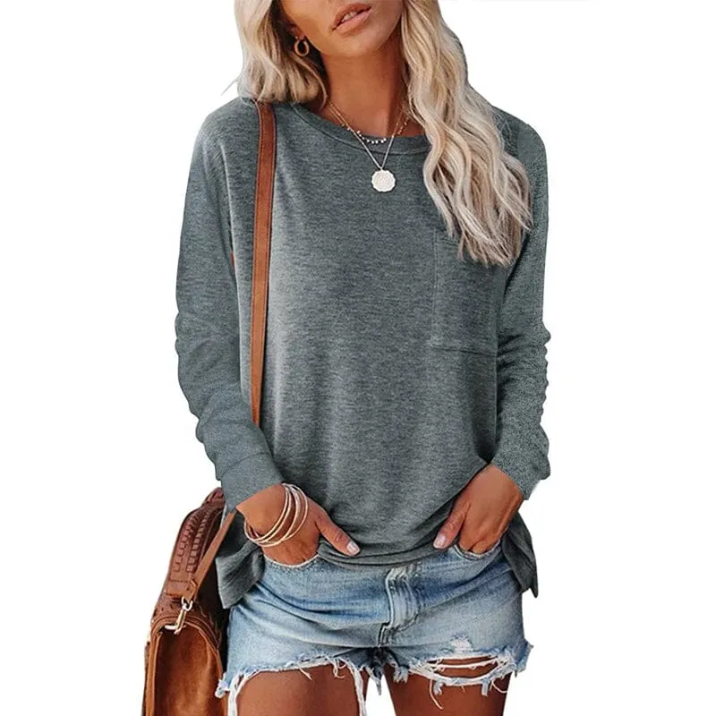 Pocket Slit Long Sleeve T-Shirt