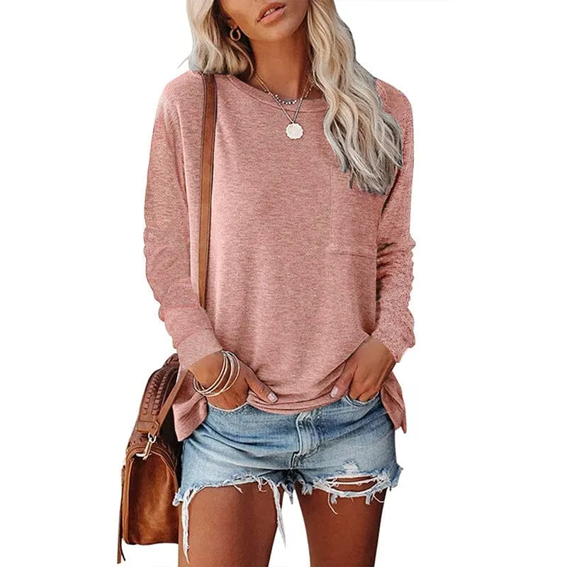 Pocket Slit Long Sleeve T-Shirt