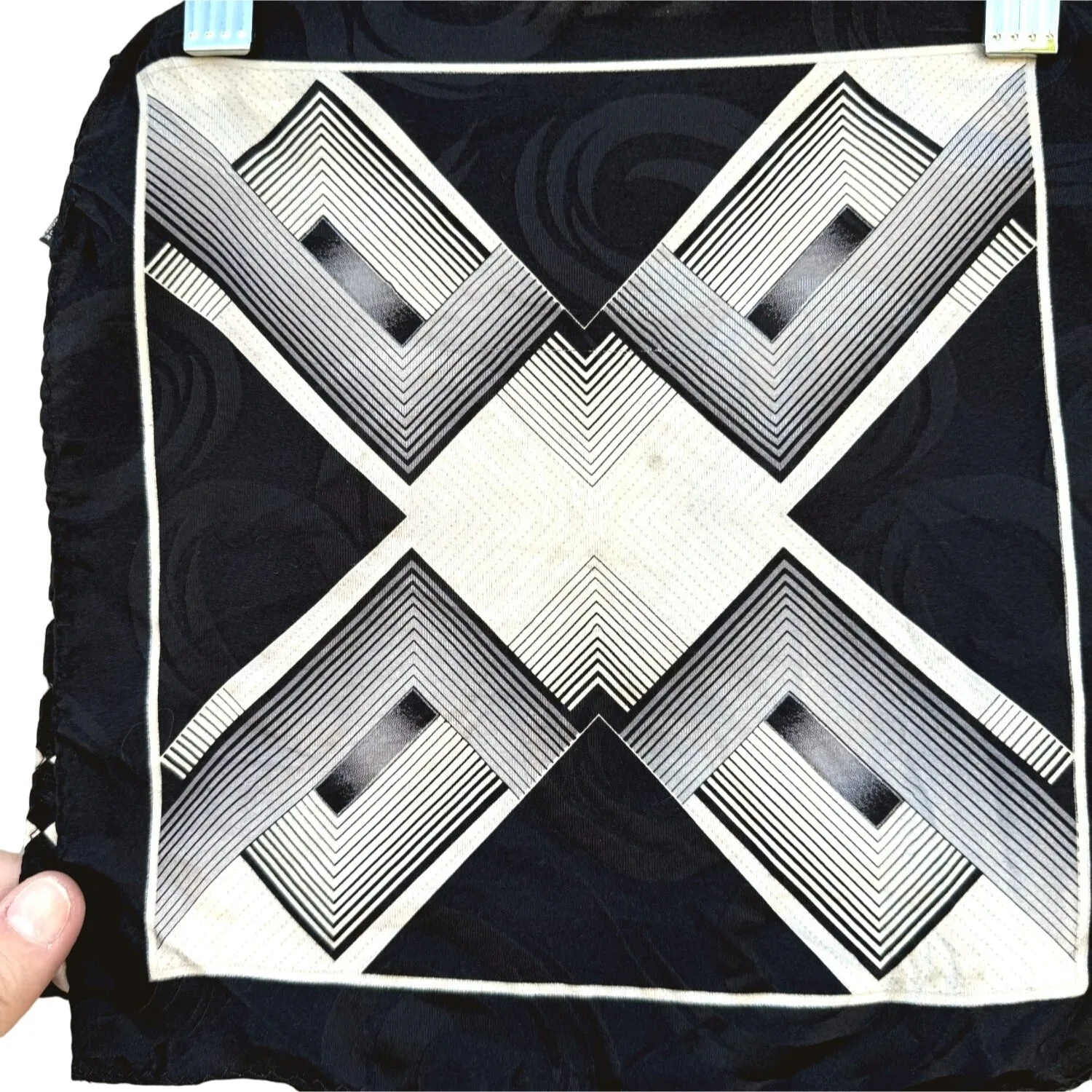 Pocket Square Bundle - Three Silk Geometric Checkbox Black White Squares