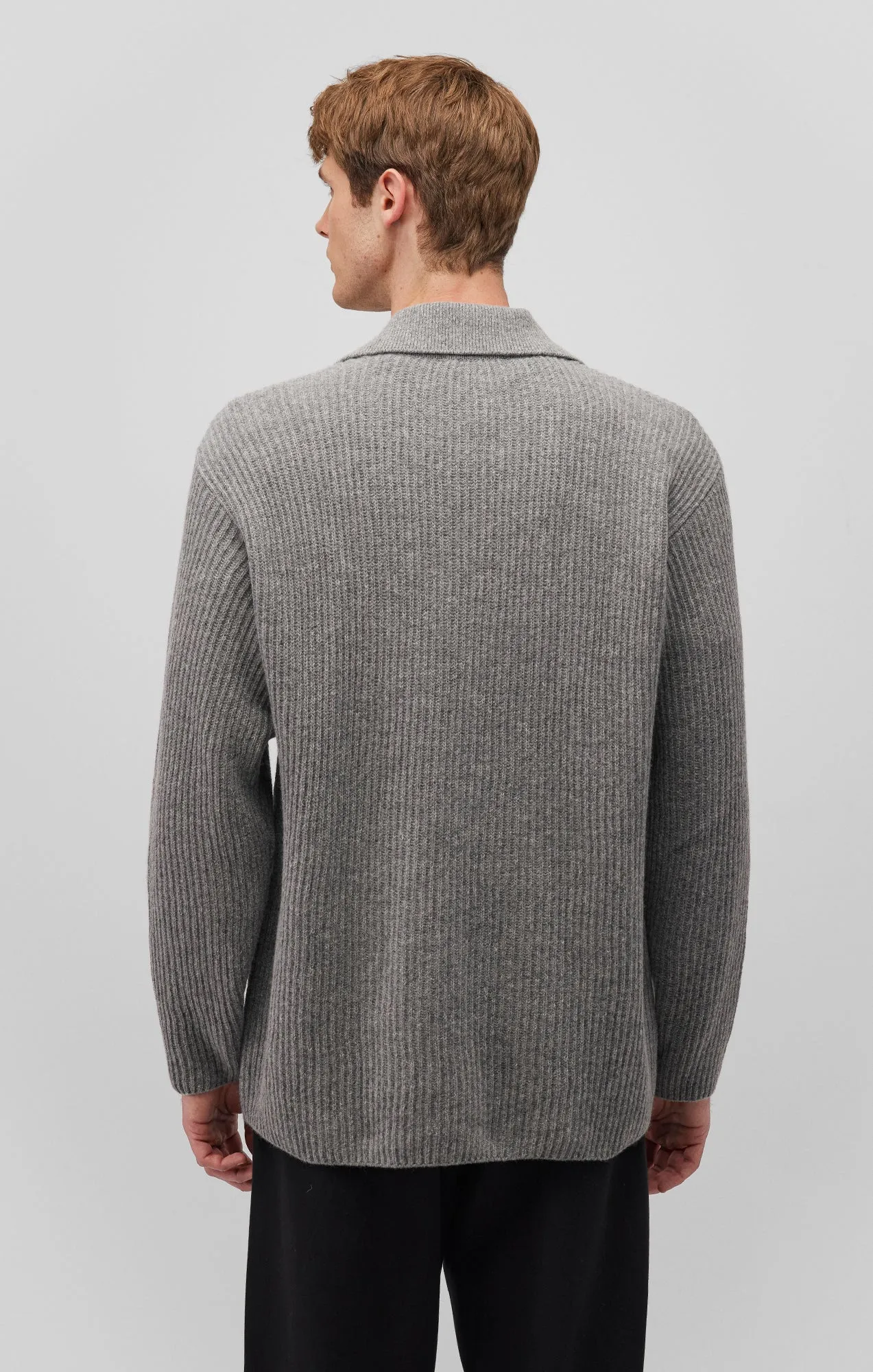 POLO COLLAR SWEATER IN GREY MELANGE