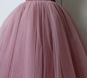 Puffy7 Layers Tulle Skirt Hidden Zipper Quality High Waisted Maxi Skirts Womens Adult TUTU Pleated Bridesmaids Faldas Petticoat