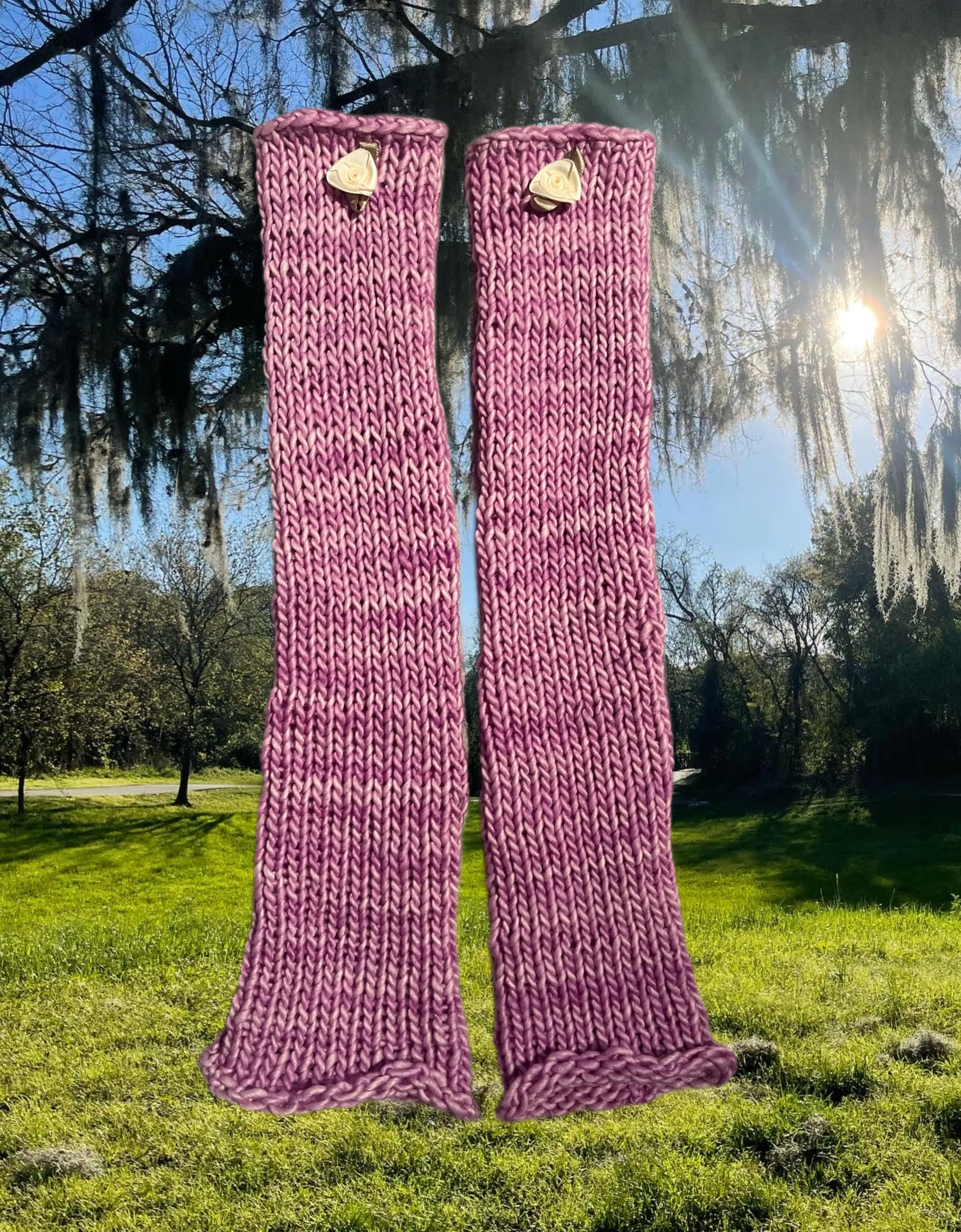 Purple Rosette arm warmers