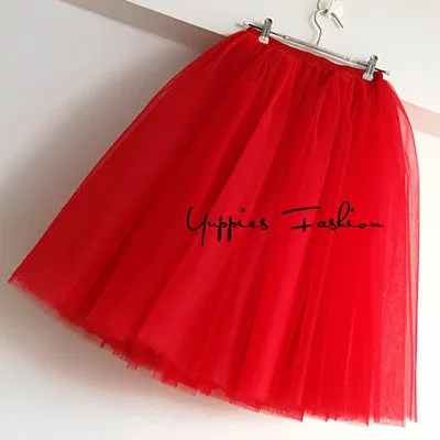 Quality 7 Layers 65cm Maxi Long Tulle Skirt Elegant Pleated Tutu Skirts Womens Vintage Lolita Petticoat faldas mujer Saias Jupe