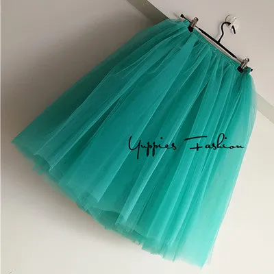 Quality 7 Layers 65cm Maxi Long Tulle Skirt Elegant Pleated Tutu Skirts Womens Vintage Lolita Petticoat faldas mujer Saias Jupe