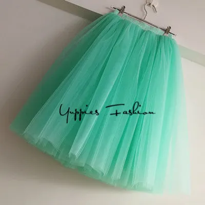 Quality 7 Layers 65cm Maxi Long Tulle Skirt Elegant Pleated Tutu Skirts Womens Vintage Lolita Petticoat faldas mujer Saias Jupe