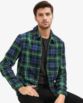 Rare Rabbit Men's Marino Blue Cotton Fabric Full Sleeve Zip Closure Twill Checks Shacket