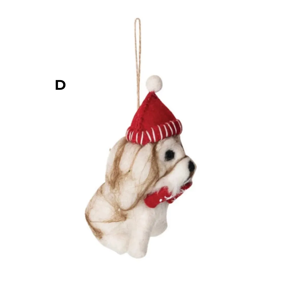 Retro Christmas Dogs Ornaments