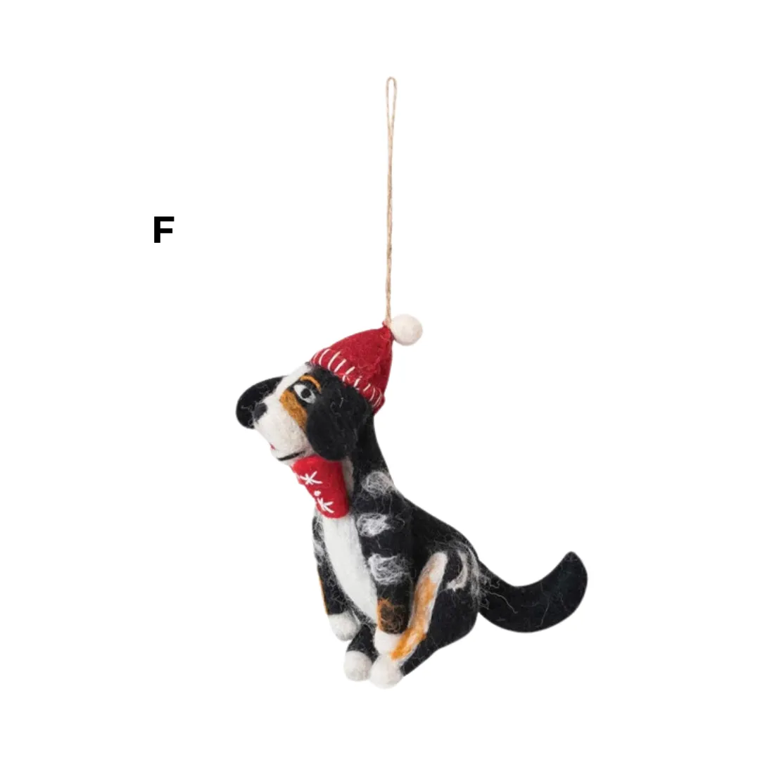 Retro Christmas Dogs Ornaments