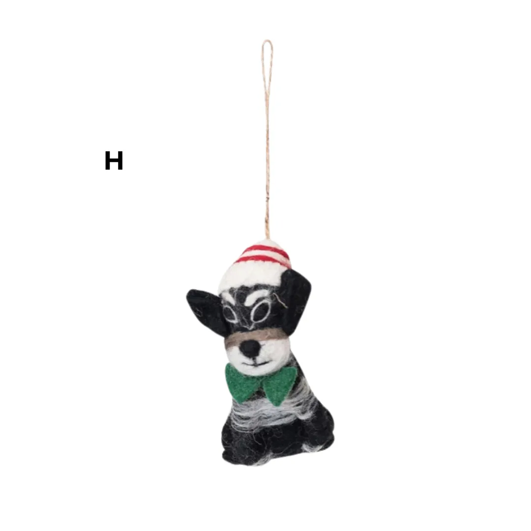 Retro Christmas Dogs Ornaments