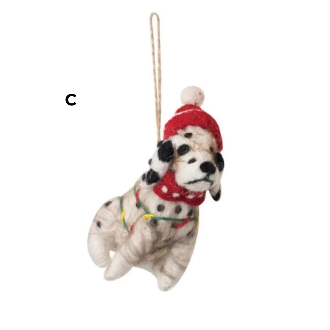 Retro Christmas Dogs Ornaments