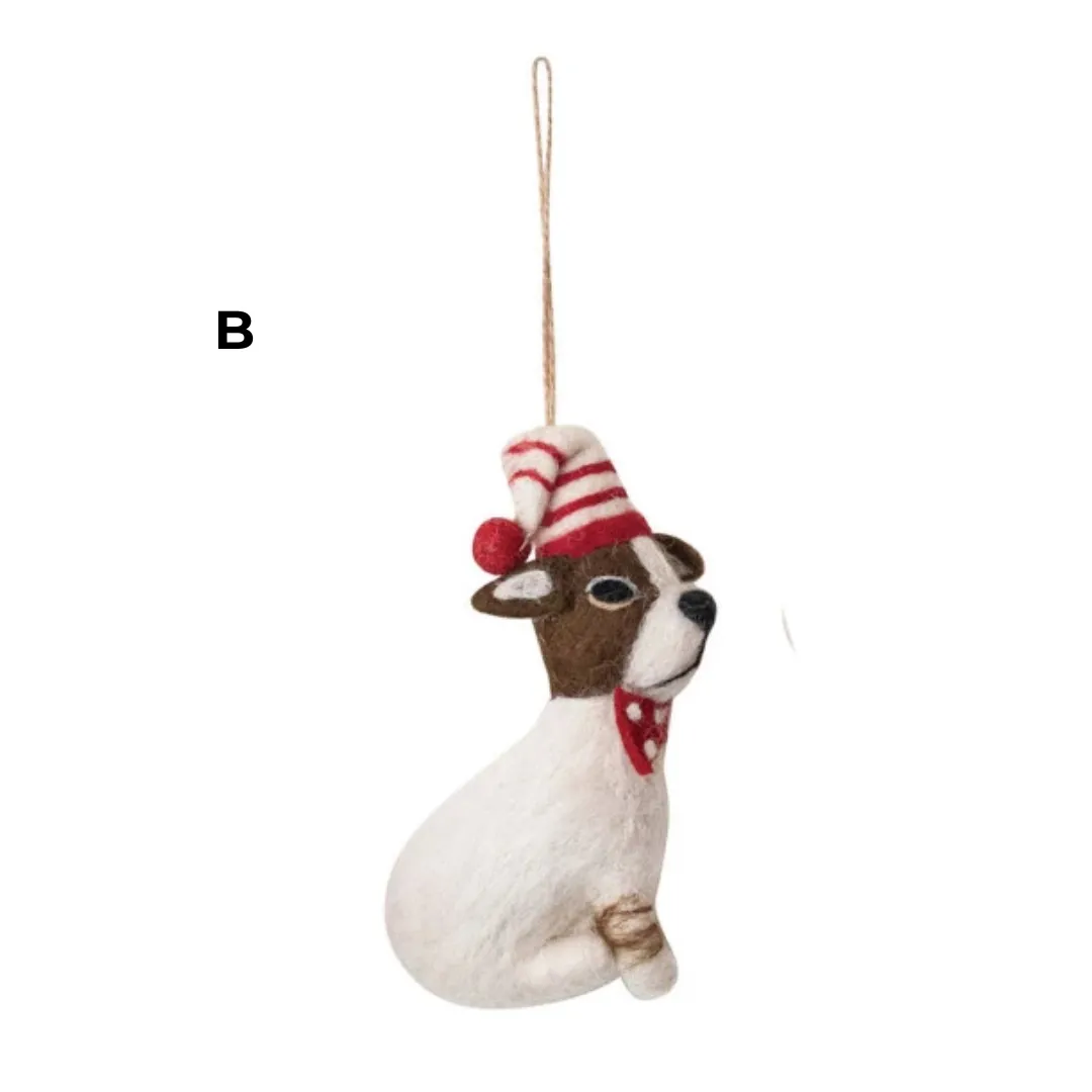 Retro Christmas Dogs Ornaments