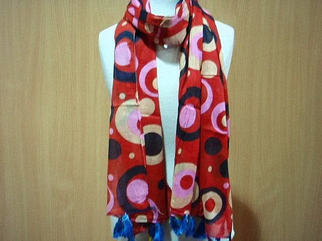 Retro - Printed Poly Cotton Blend Scarf